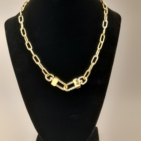 18k YELLOW GOLD OVER BRONZE PAPERCLIP CHAIN. - Picture 2 of 2